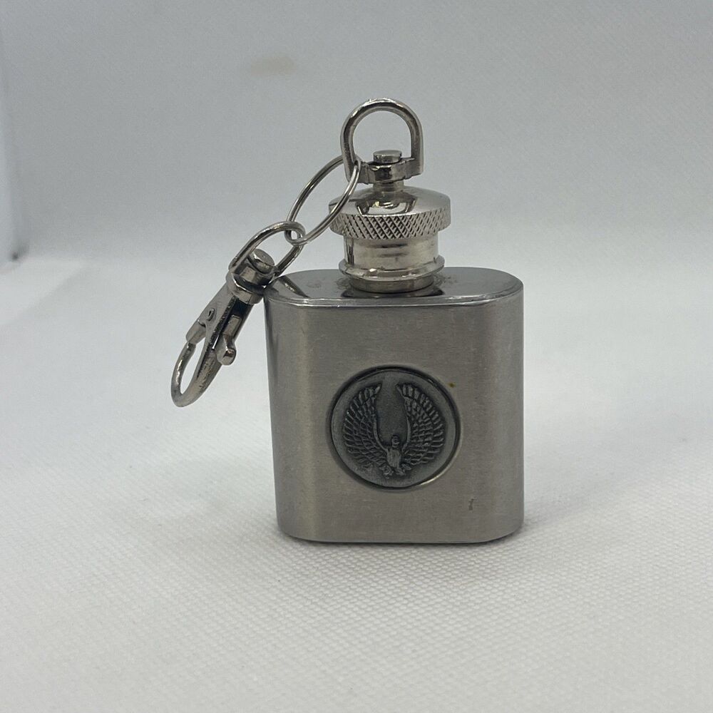 Vintage 1oz Mini Stainless Steel Pocket Flask Alcohol Flagon - Eagle